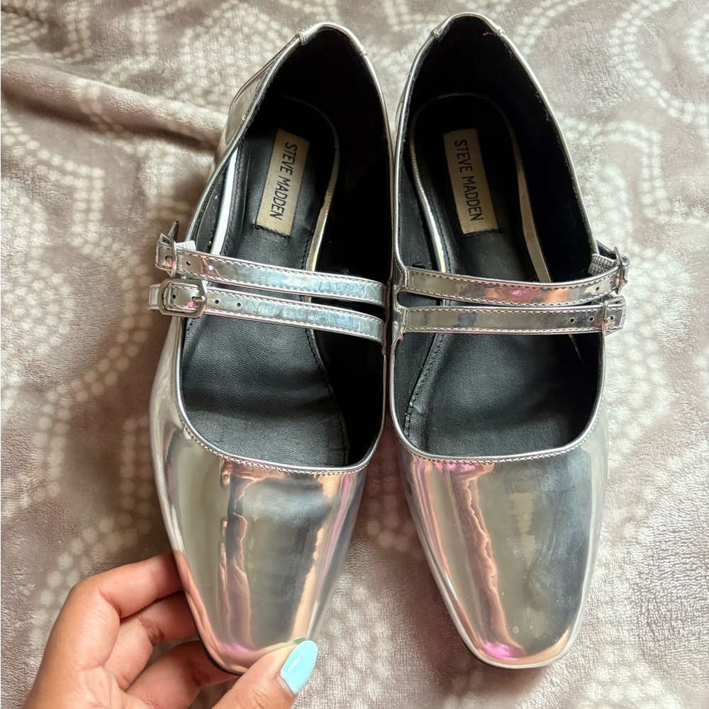 Steve Madden Metallic Double Strap Mary Janes
